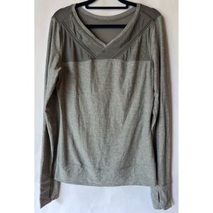 Lululemon Women's Just Breathe Gray Long Sleeve Mesh Top‎ Thumbholes Yoga